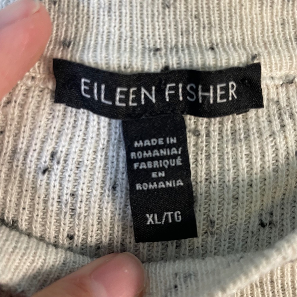 Eileen‎ Fisher Organic Cotton Speckle Crew Neck Tunic Sweater Size XL Ecru Boxy - Picture 3 of 11